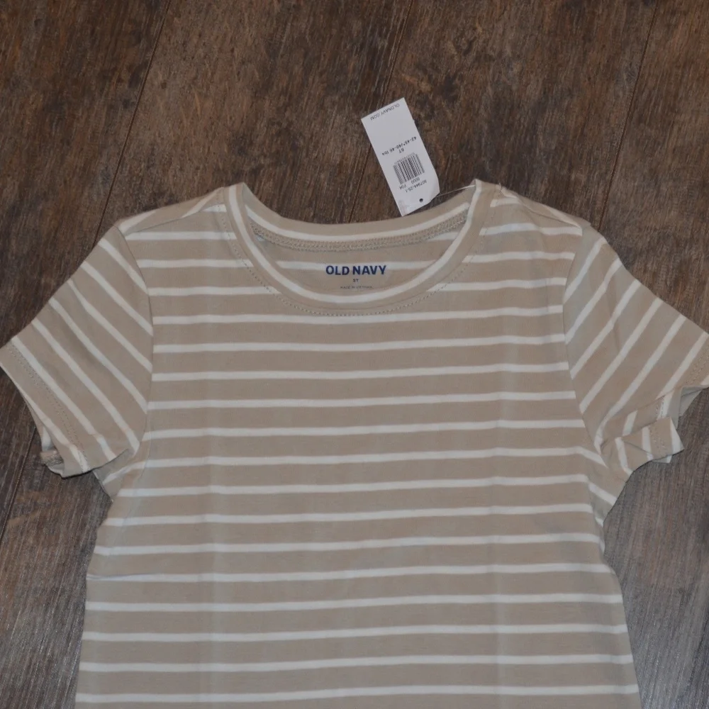 Old Navy Tan and White Striped Blouse